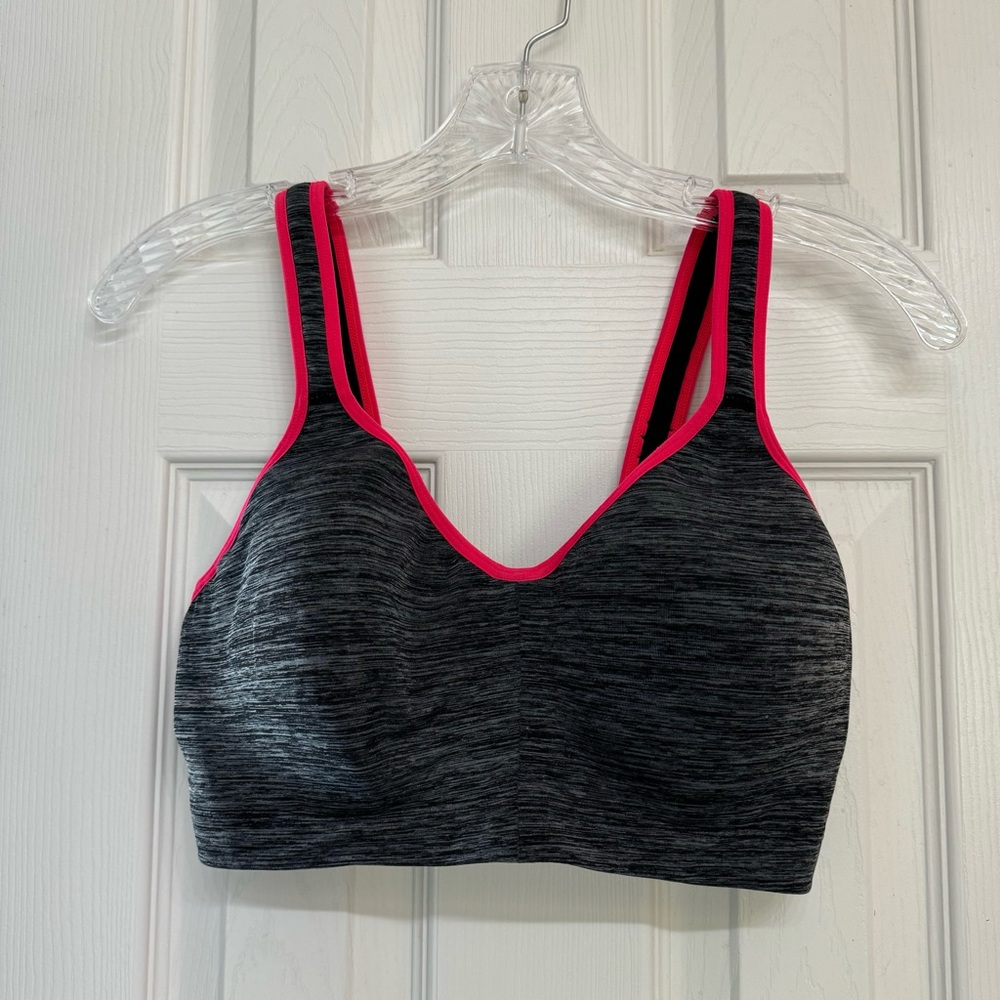 Breezies Padded Underwire‎ Support Workout Sports Bra Size 34D Back Closure Gray